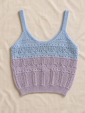 DEX Knit Sweater Tank 1X Pastel Colorblock Crochet Boho Sleeveless Top Plus Size